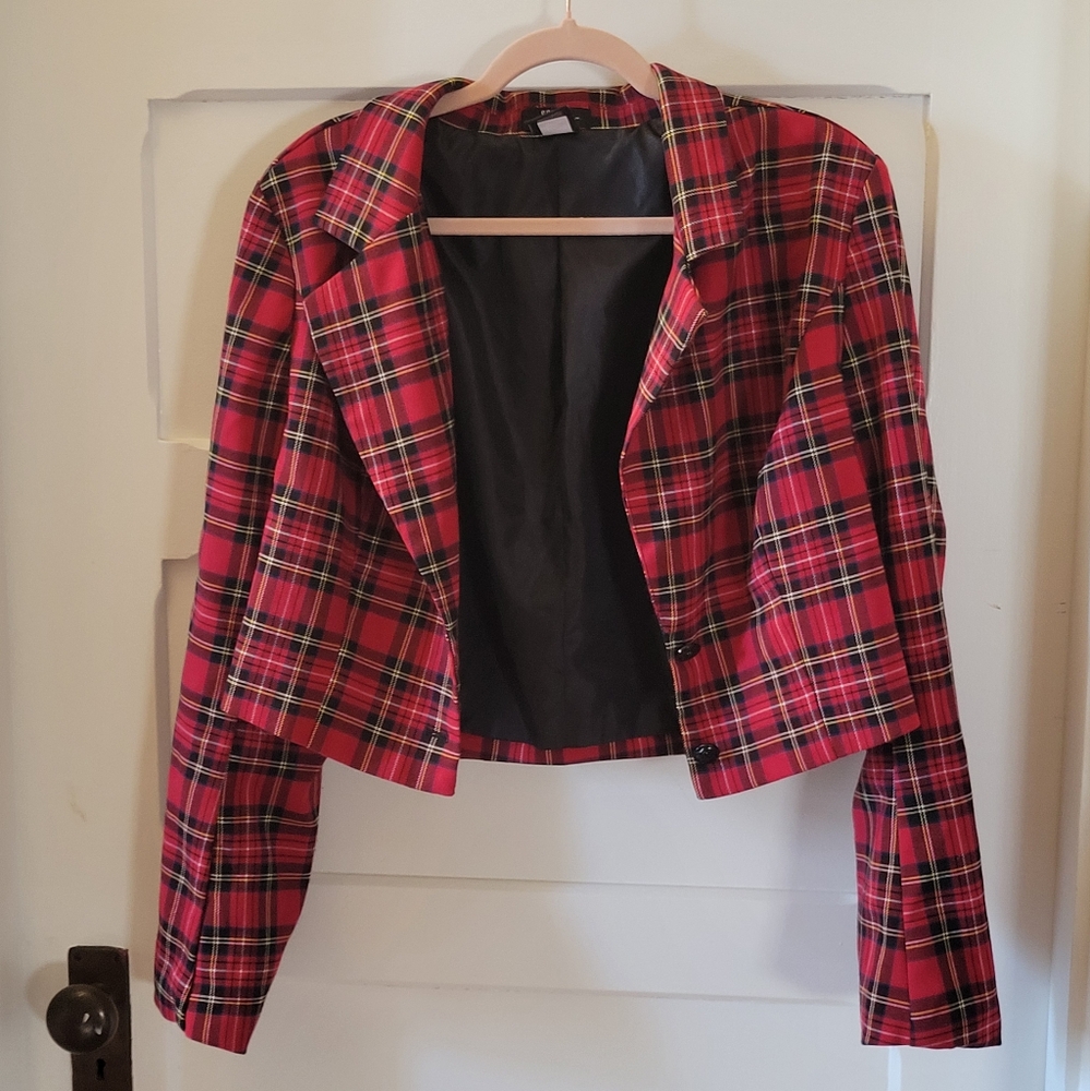 Plaid Red Blazer Large
